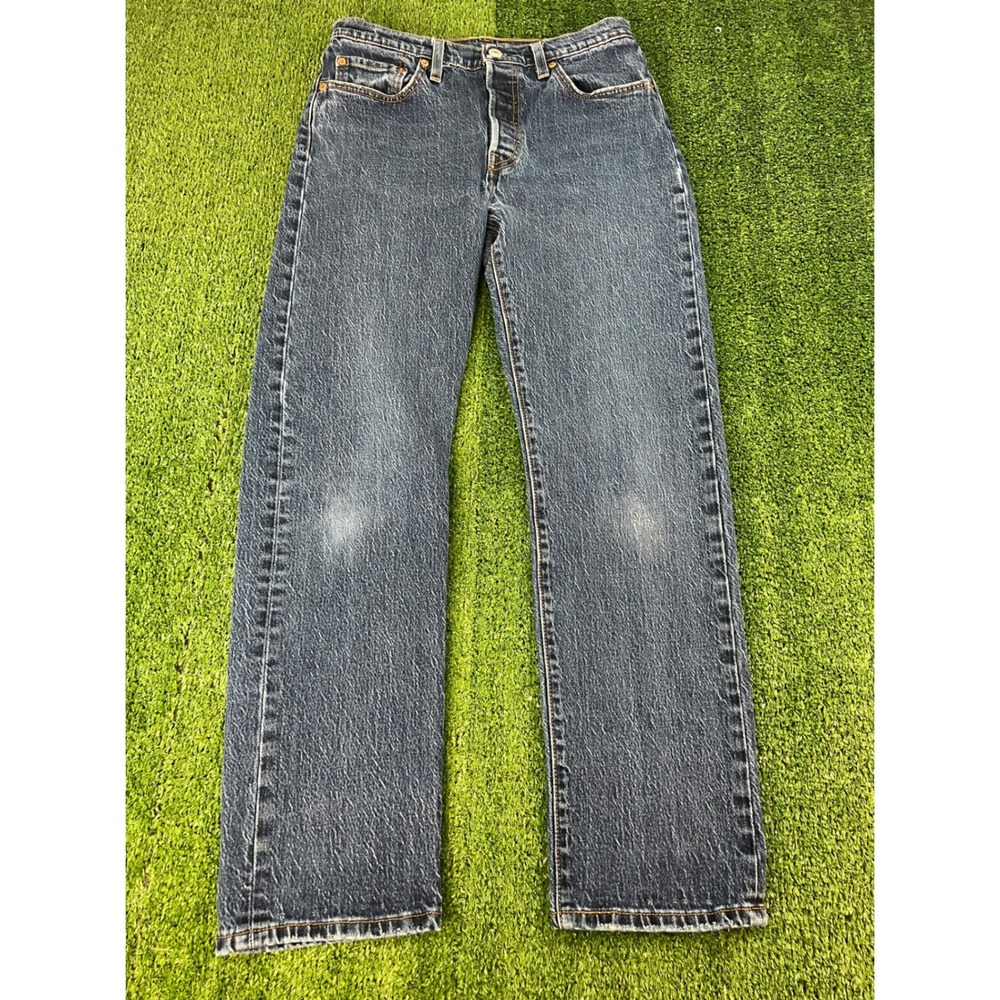 Levis 501 Original Fit Straight Leg Medium Wash Blue Jeans Womens 28x30